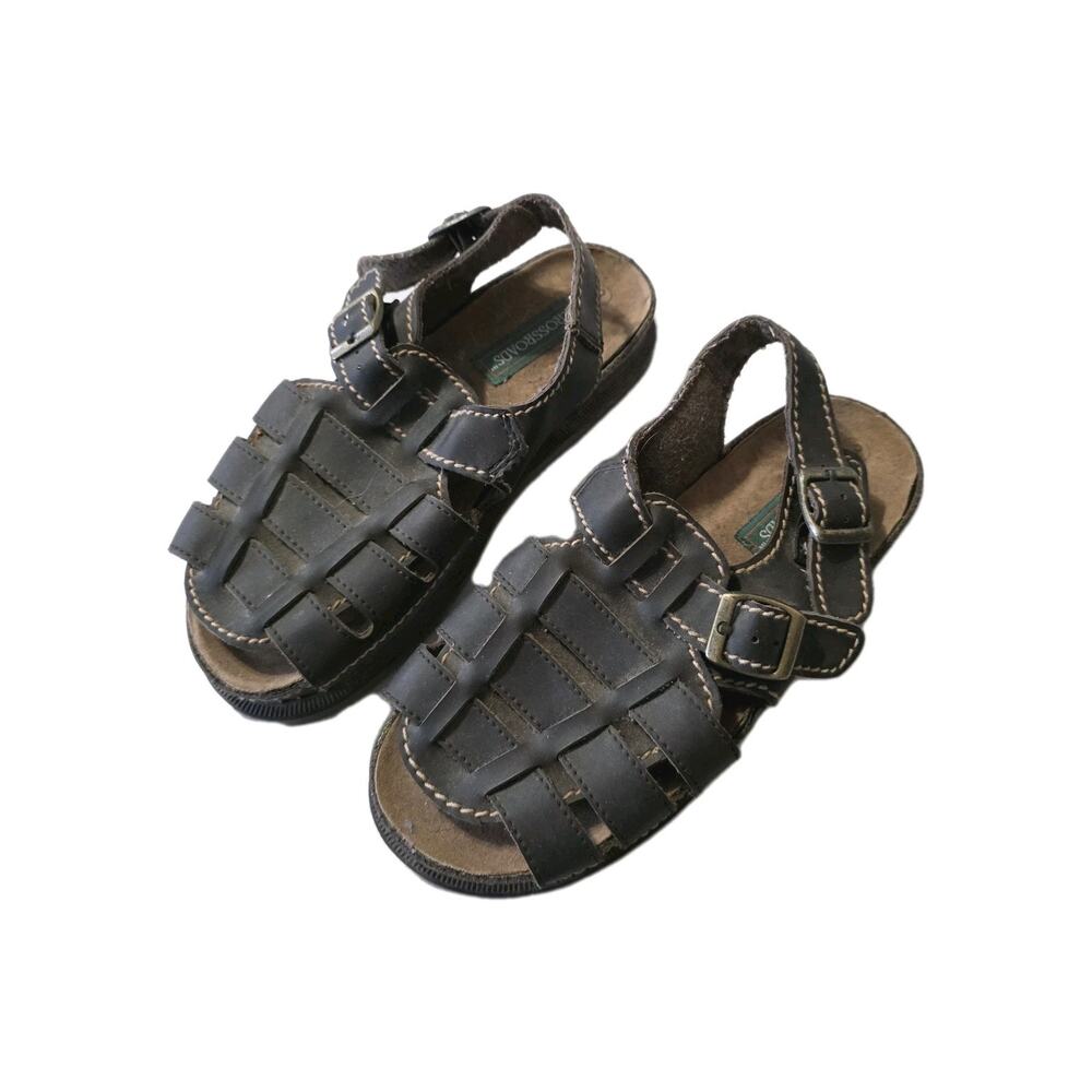 Vintage Y2K Fisherman Utility Sandals Youth Sz 3 Brown Leather Hiking Fishing